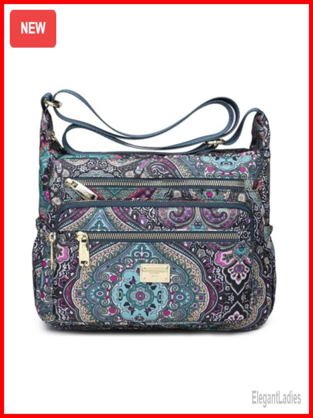 Nylon Crossbody Bag Multi Pocket Waterproof Messenger Purse Handbag